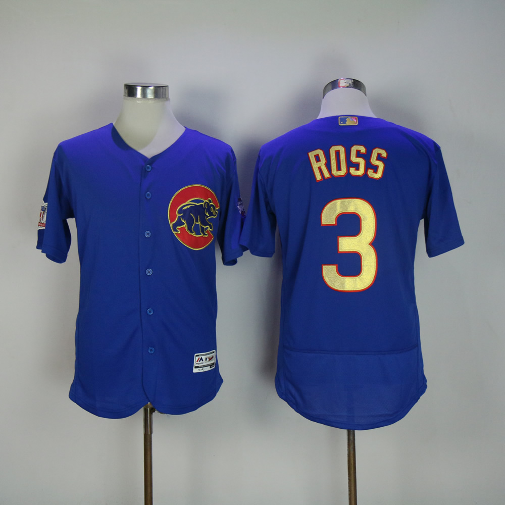 Men Chicago Cubs #3 Ross Blue Champion MLB Jerseys